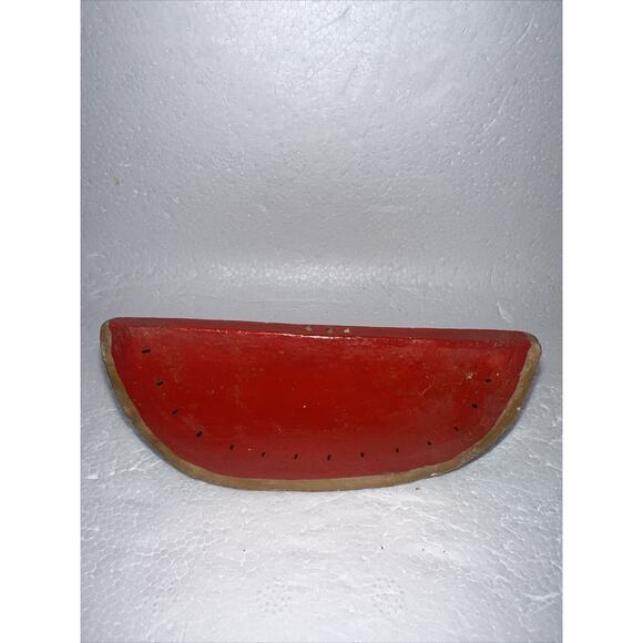 Vintage Watermelon Salt and Pepper Shakers Set Wedges Summer Red Ceramic Plaster - Picture 3 of 8